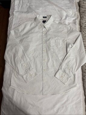 J. Crew White Button-Down Shirt with Subtle Microprint